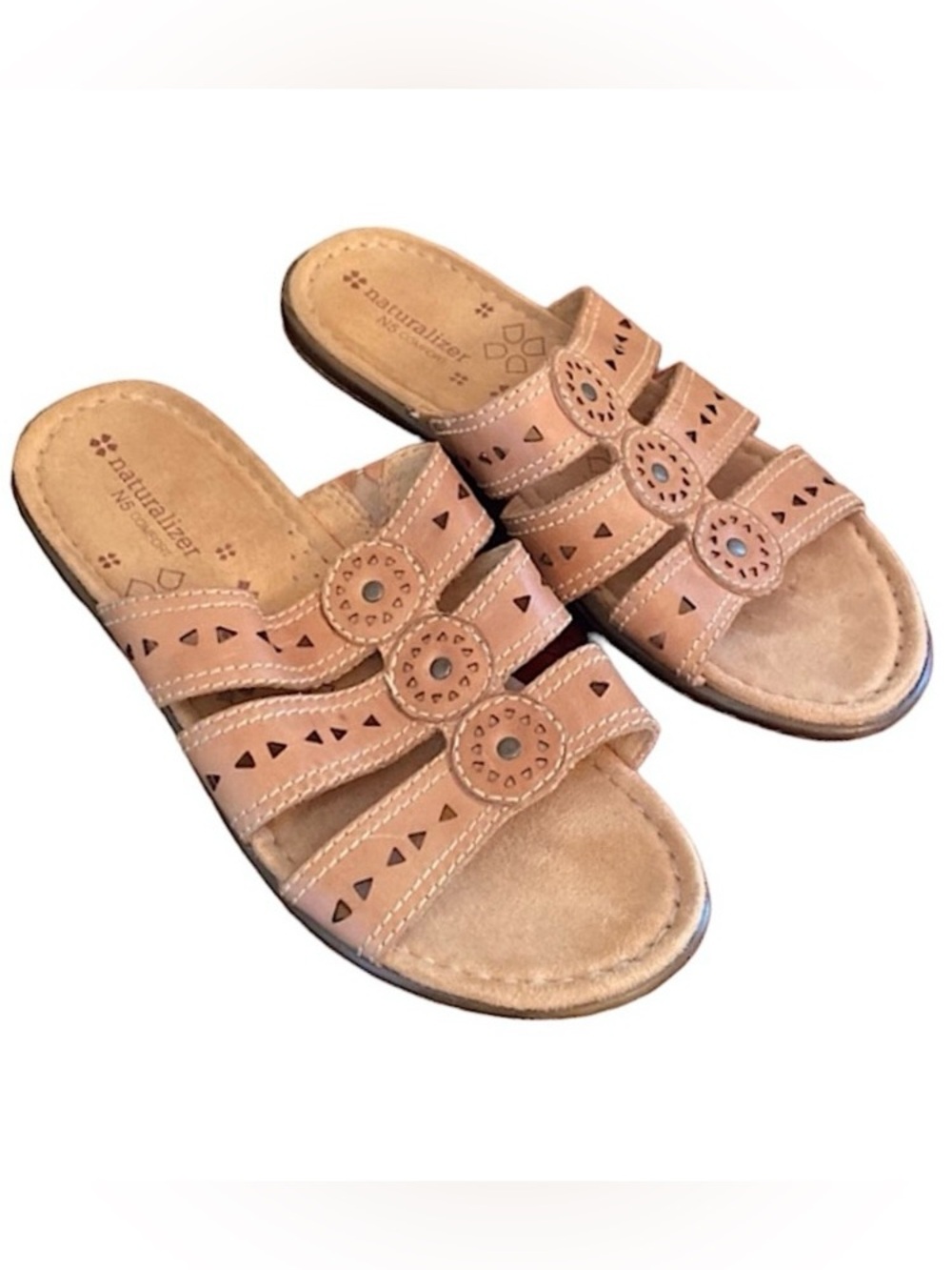 Naturalizer N5 Comfort Janae Tan Size 6.5 WW Boho Earthy Artisan Neutral Sandals